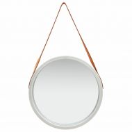 Стенно огледало с каишка, 50 см, сребристо