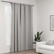 Затъмняваща завеса с куки, имитираща лен, сив, 290x245 см