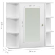 Шкаф с огледало за баня, бял, 66x17x63 см, МДФ