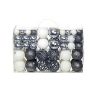 Комплект коледни топки от 100 части, 3/4/6 см, бели/сребро