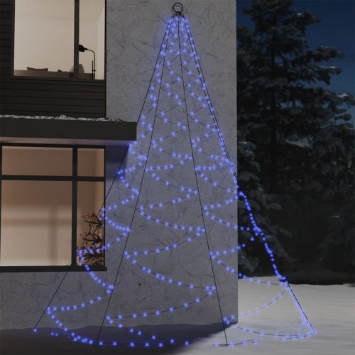 Дърво за стена с метална халка, 720 LED, синьо, 5 м