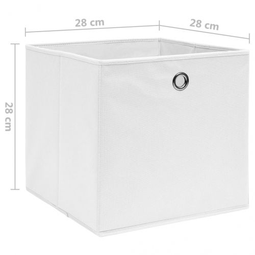 Кутии за съхранение, 10 бр, нетъкан текстил, 28x28x28 см, бели