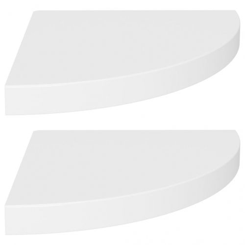Окачени ъглови рафтове, 2 бр, бели, 35x35x3,8 см, МДФ