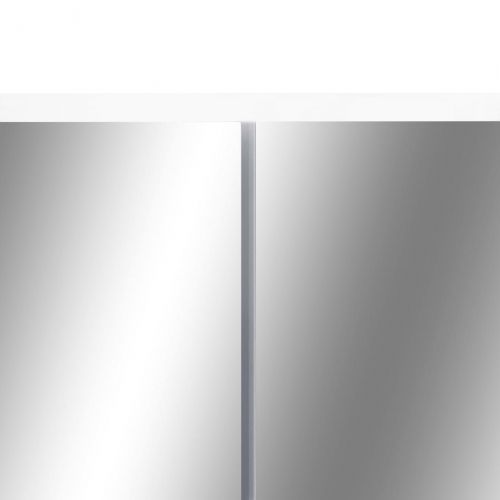 Шкаф с LED огледало за баня, бял, 80x15x60 см, МДФ