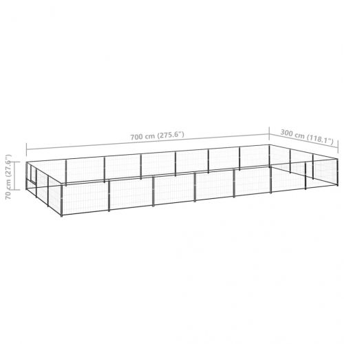 Клетка за кучета, черна, 21 м², стомана