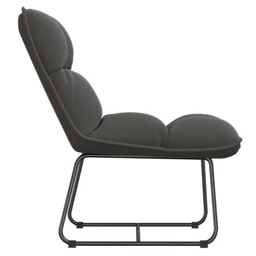 Релаксиращ стол с метална рамка, тъмносив, кадифе