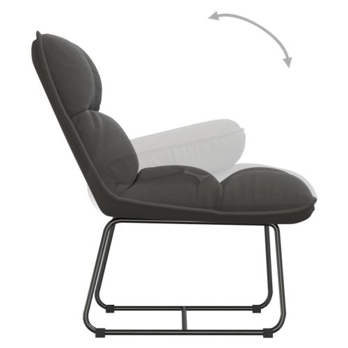 Релаксиращ стол с метална рамка, тъмносив, кадифе