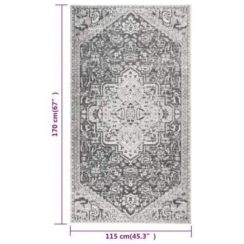 Външен килим, плоскотъкан, 115x170 см, светлосив