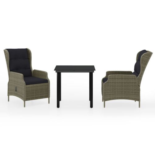 Градински трапезен комплект, 3 части, кафяв