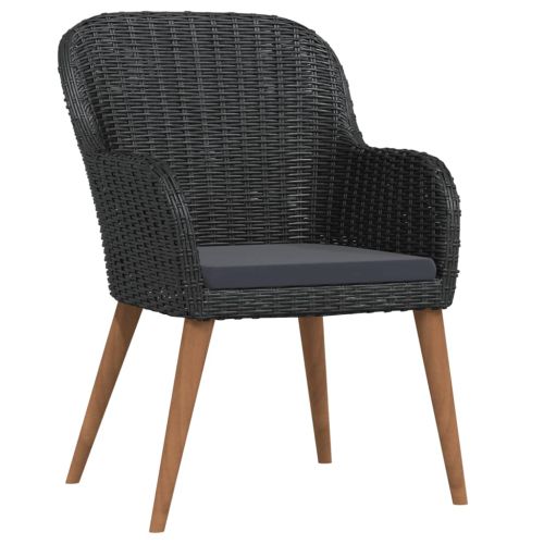 Градински трапезен комплект възглавници 9 части черен