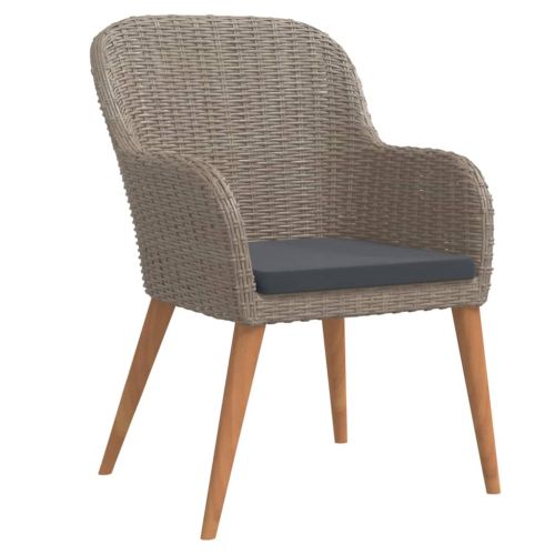 Градински трапезен комплект с възглавници, 7 части, кафяв