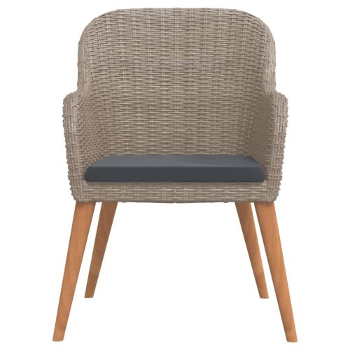 Градински трапезен комплект с възглавници, 7 части, кафяв