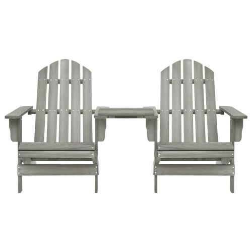 Градински столове Адирондак с масичка за чай, чам масив, сиви