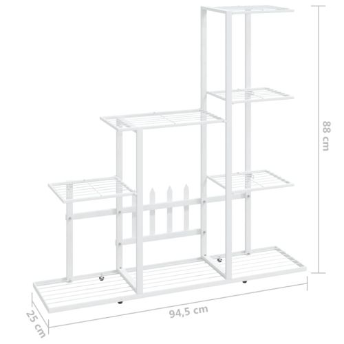 Цветарник, 94,5x25x88 см, бял, метал