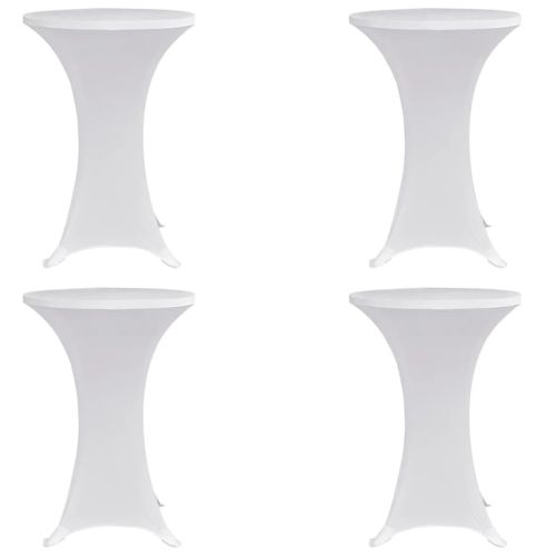 Покривки за коктейлни маси, Ø60 см, бели, еластични, 4 бр