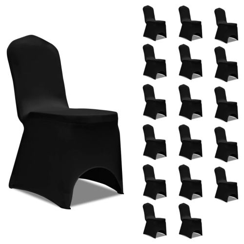 Калъфи за столове, разтегателни, черни, 18 бр