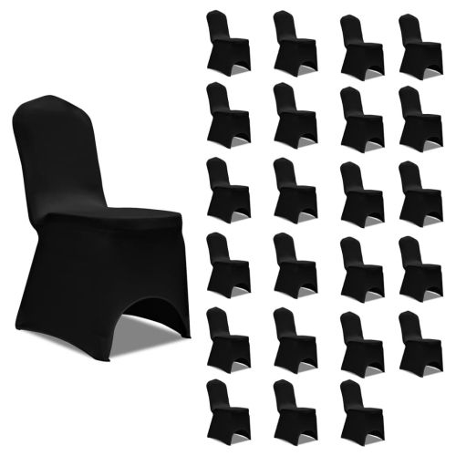 Калъфи за столове, разтегателни, черни, 24 бр
