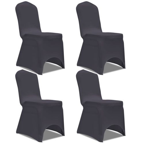 Покривни калъфи за столове, еластични, 4 бр, антрацитно черно