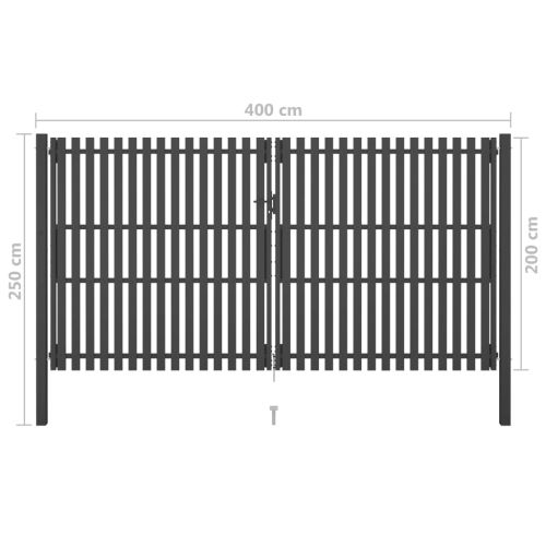 Градинска порта за ограда, стомана, 4x2,5 м, антрацит