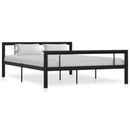 Рамка за легло, черно и бяло, метал, 160x200 см