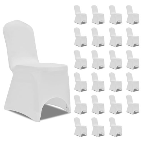 Калъфи за столове, разтегателни, бели, 24 бр