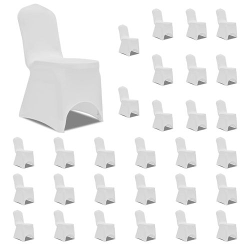Калъфи за столове, разтегателни, бели, 30 бр