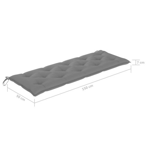 Възглавница за градинска пейка сива 150x(50+50)x7 см оксфорд