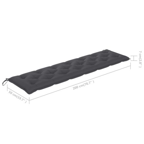 Възглавница за градинска пейка антрацит 200x(50+50)x7см оксфорд