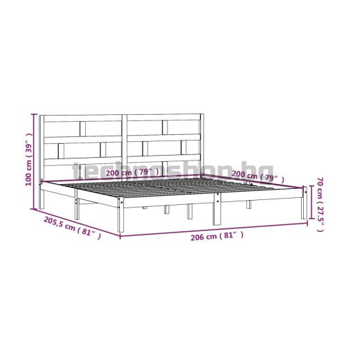 Рамка за легло, бор масив, 200x200 см