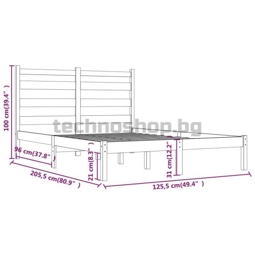 Рамка за легло, бор масив, 120х200 см
