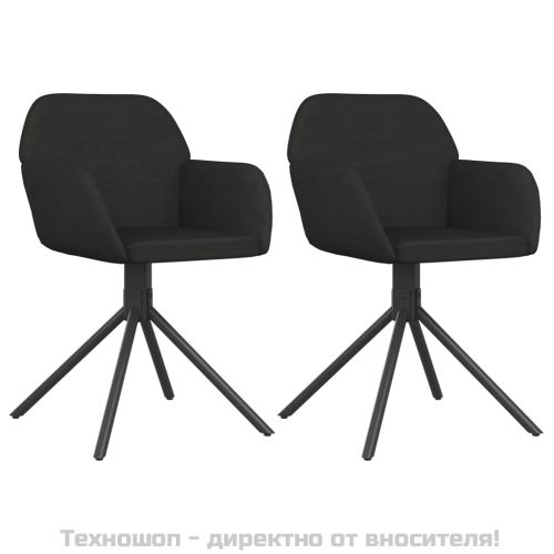 Въртящи трапезни столове, 2 бр, черни, кадифе