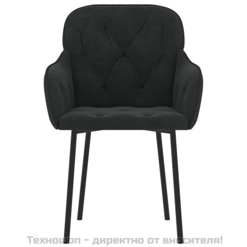 Трапезни столове, 2 бр, черни, кадифе