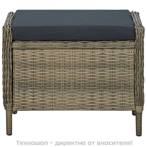 Накланящ градински стол с поставка за крака полиратан кафяв