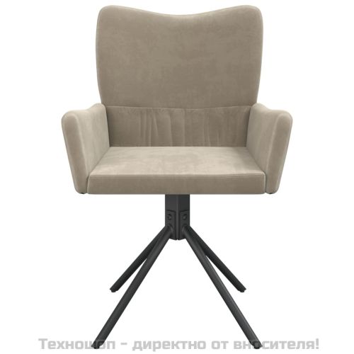Въртящи се трапезни столове, 2 бр, светлосиви, кадифе