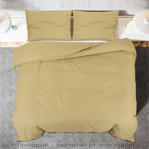 Комплект спално бельо, Tаупе, 135x200 см, памук
