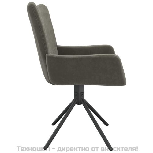 Въртящи се трапезни столове, 2 бр, тъмносиви, кадифе