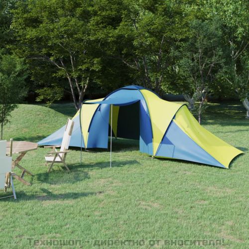 Къмпинг палатка за 6 души синьо и жълто