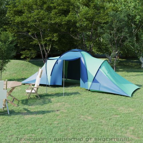 Къмпинг палатка за 6 души синьо и зелено