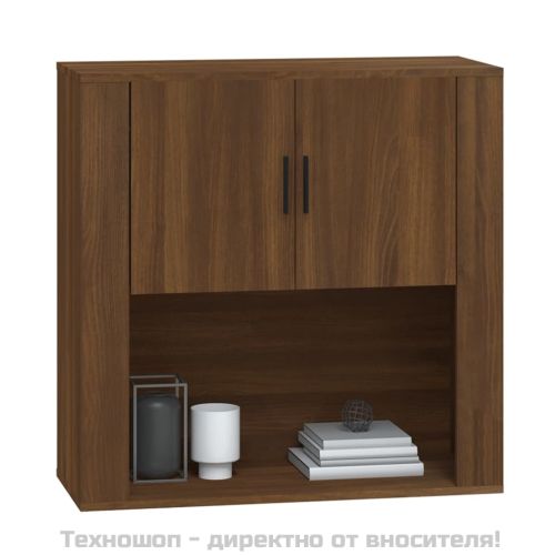 Стенен шкаф, кафяв дъб, 80x33x80 см, инженерно дърво