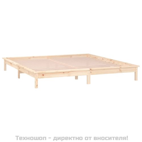 LED рамка за легло 140x190 см масивно дърво