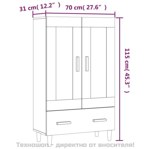 Висок шкаф, опушен дъб, 70x31x115 см, инженерно дърво