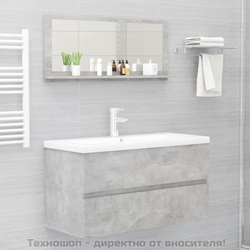 Огледало за баня, бетонно сиво, 90x10,5x37 см, ПДЧ