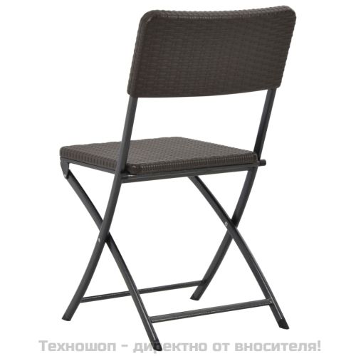 Сгъваеми градински столове, 2 бр, HDPE и стомана, кафяви