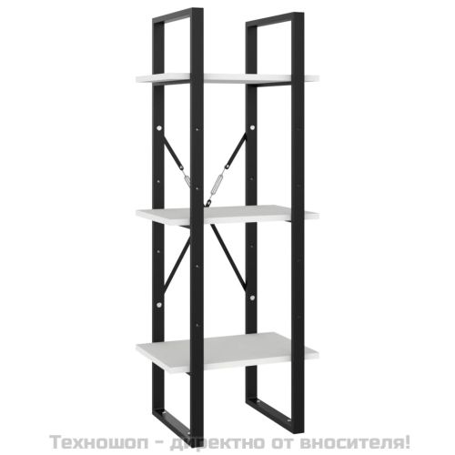 3-етажна библиотека, бял, 40x30x105 см, инженерно дърво