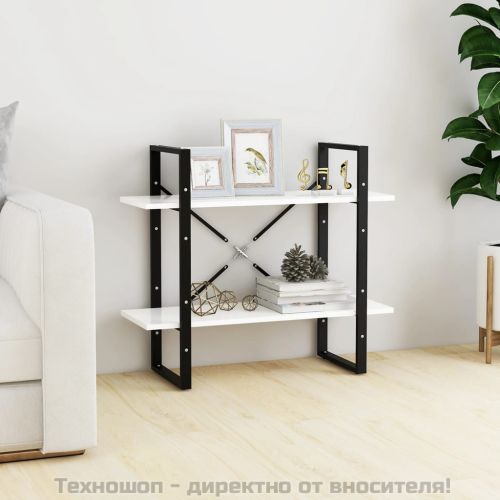 2-етажна библиотека, бяла, 80x30x70 см, инженерно дърво