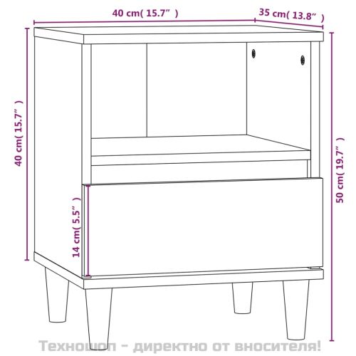 Нощно шкафче, бетонно сиво, 40x35x50 см