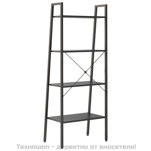 Стояща етажерка стълба 4 рафта черно 56x35x140 см