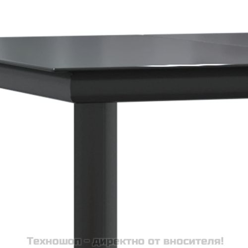 Градински трапезен комплект с възглавници 5 части, сиво и черно