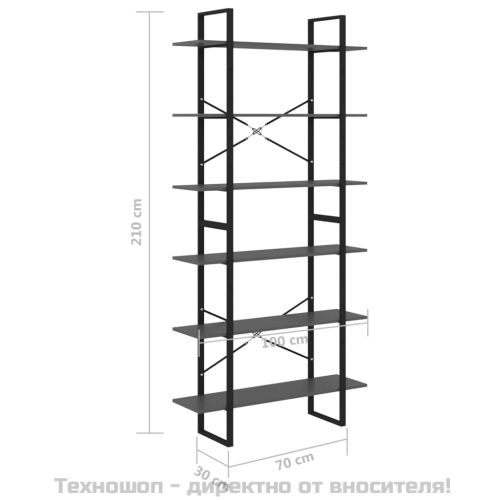 Висок шкаф, сив, 100x30x210 см, инженерно дърво