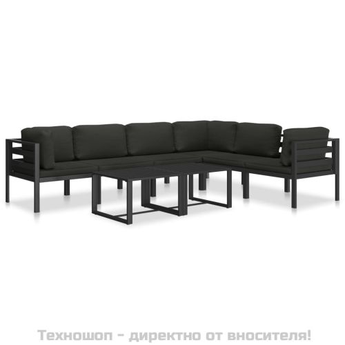 Модулен ъглов диван, 1 бр, с възглавници, алуминий, антрацит